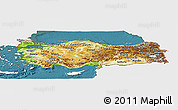 Physical Panoramic Map of Turkey, single color outside, satellite sea