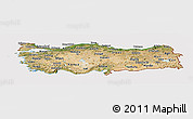 Satellite Panoramic Map of Turkey, cropped outside