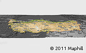 Satellite Panoramic Map of Turkey, darken, desaturated