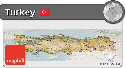 Satellite Panoramic Map of Turkey, lighten