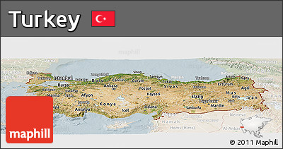 Satellite Panoramic Map of Turkey, lighten