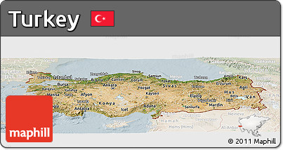 Satellite Panoramic Map of Turkey, lighten