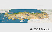 Satellite Panoramic Map of Turkey, lighten, land only