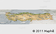 Satellite Panoramic Map of Turkey, lighten, semi-desaturated