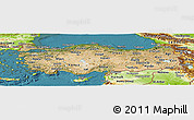 Satellite Panoramic Map of Turkey, physical outside, satellite sea