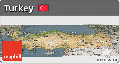 Satellite Panoramic Map of Turkey, semi-desaturated