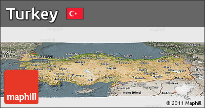 Satellite Panoramic Map of Turkey, semi-desaturated