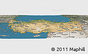 Satellite Panoramic Map of Turkey, semi-desaturated, land only