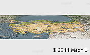 Satellite Panoramic Map of Turkey, semi-desaturated