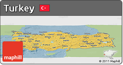 Savanna Style Panoramic Map of Turkey, single color outside