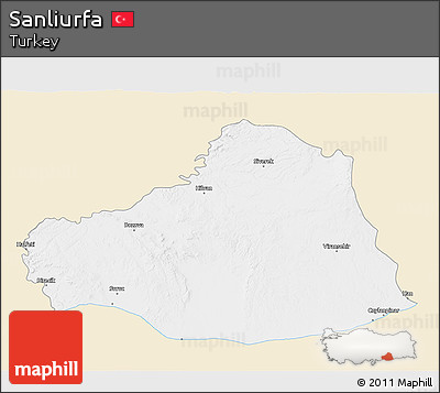 Classic Style 3D Map of Sanliurfa, single color outside