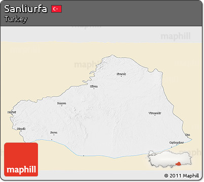 Classic Style 3D Map of Sanliurfa, single color outside
