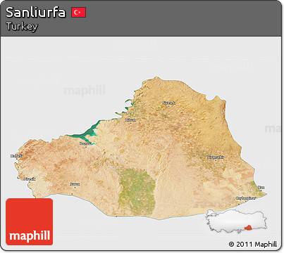 Satellite 3D Map of Sanliurfa, single color outside