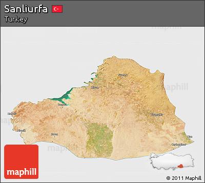 Satellite 3D Map of Sanliurfa, single color outside