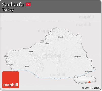 Silver Style 3D Map of Sanliurfa, single color outside