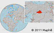 Gray Location Map of Sanliurfa, hill shading