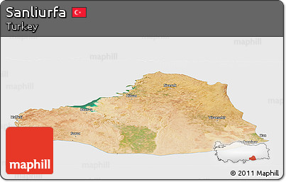 Satellite Panoramic Map of Sanliurfa, single color outside