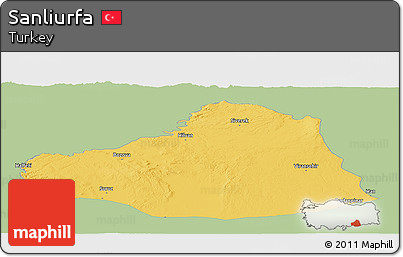 Savanna Style Panoramic Map of Sanliurfa, single color outside