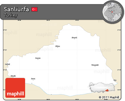 Classic Style Simple Map of Sanliurfa, single color outside
