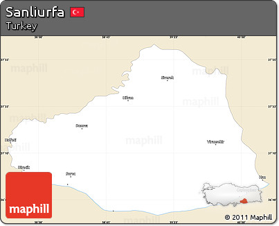 Classic Style Simple Map of Sanliurfa, single color outside