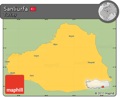 Savanna Style Simple Map of Sanliurfa, single color outside