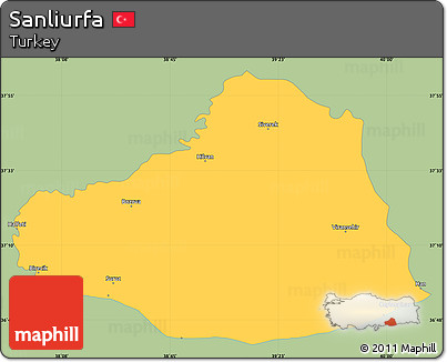 Savanna Style Simple Map of Sanliurfa, single color outside