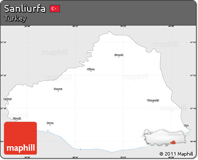 Silver Style Simple Map of Sanliurfa, single color outside