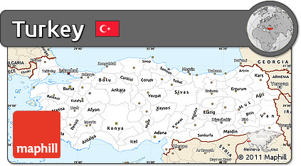 Classic Style Simple Map of Turkey