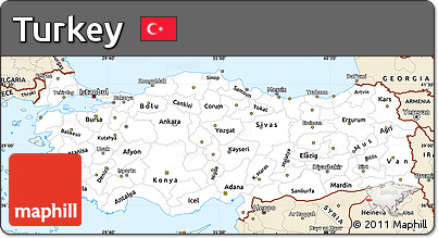 Classic Style Simple Map of Turkey