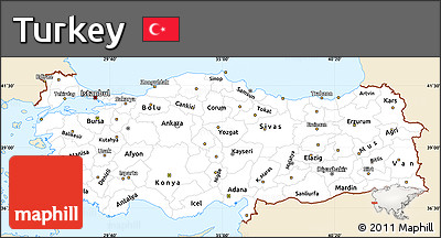 Classic Style Simple Map of Turkey, single color outside