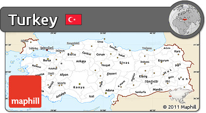 Classic Style Simple Map of Turkey, single color outside