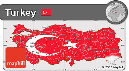 Flag Simple Map of Turkey