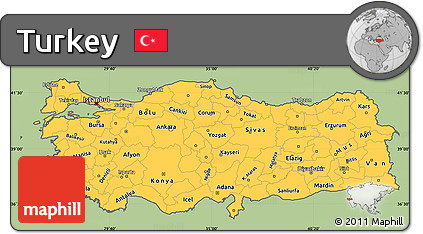 Savanna Style Simple Map of Turkey, cropped outside