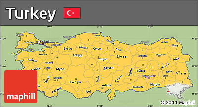 Savanna Style Simple Map of Turkey, cropped outside