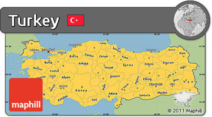 Savanna Style Simple Map of Turkey, single color outside
