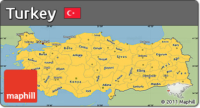 Savanna Style Simple Map of Turkey, single color outside