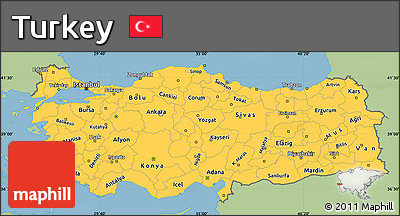 Savanna Style Simple Map of Turkey, single color outside