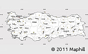 Silver Style Simple Map of Turkey, cropped outside