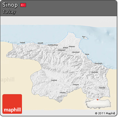 Classic Style 3D Map of Sinop, single color outside