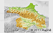 Physical 3D Map of Sinop, lighten, desaturated