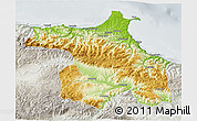 Physical 3D Map of Sinop, lighten, semi-desaturated
