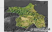 Satellite 3D Map of Sinop, darken, desaturated