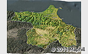 Satellite 3D Map of Sinop, darken, semi-desaturated