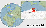 Savanna Style Location Map of Sinop, highlighted country, hill shading