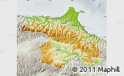 Physical Map of Sinop, lighten, semi-desaturated