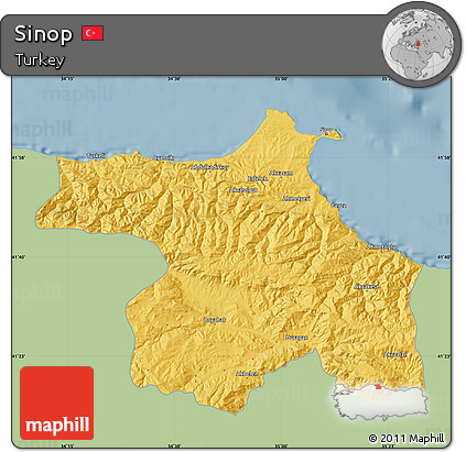 Savanna Style Map of Sinop, single color outside