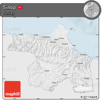 Silver Style Map of Sinop, single color outside