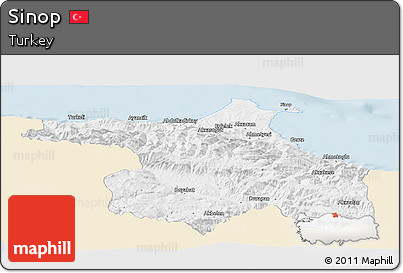 Classic Style Panoramic Map of Sinop, single color outside