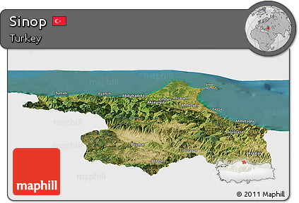 Satellite Panoramic Map of Sinop, single color outside