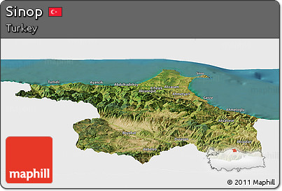 Satellite Panoramic Map of Sinop, single color outside